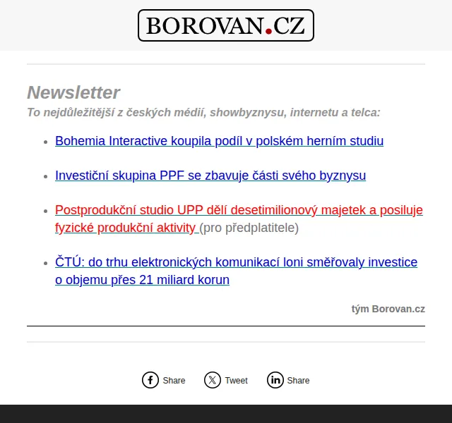 Aleš Borovan: Bohemia Interactive, PPF – září 2026