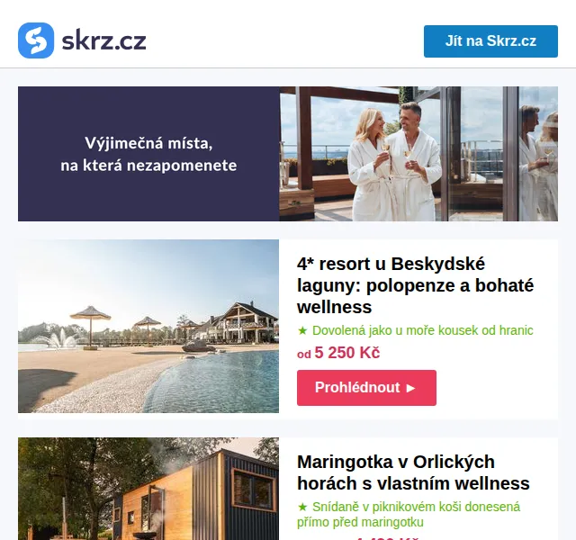 Vánoce na Skrz: wellness pobyty se slevou až 50 % – červen 2026 | Nuslet.cz