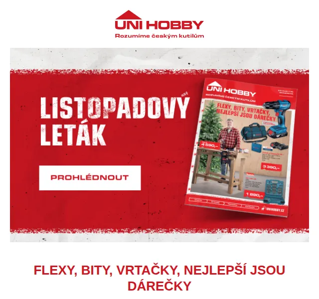 UNI HOBBY: Leták listopad 2026 – slevy na nářadí | Nuslet.cz