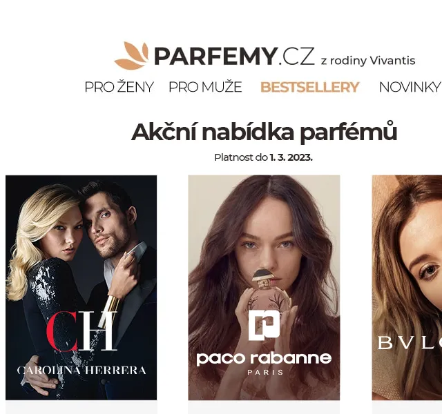 Parfemy.cz: Parfémy Carolina Herrera, Paco Rabanne a Bvlgari za skvělé ceny – červen 2026 | Nuslet.cz