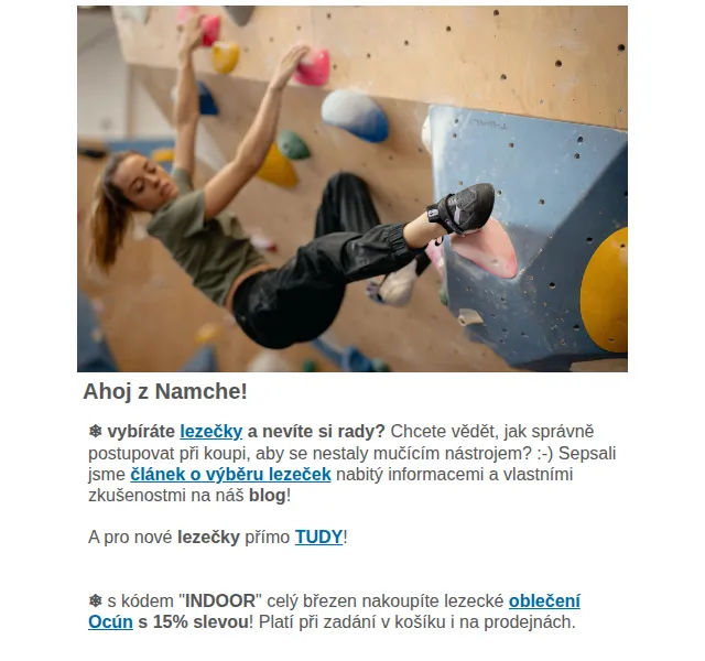 Namcheshop: 15% sleva na Ocún lezecké oblečení – červen 2026 | Nuslet.cz