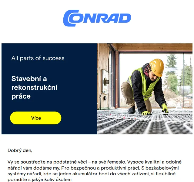 Conrad Electronic: Stavební nářadí a vybavení se slevou až 33 % – červen 2026 | Nuslet.cz