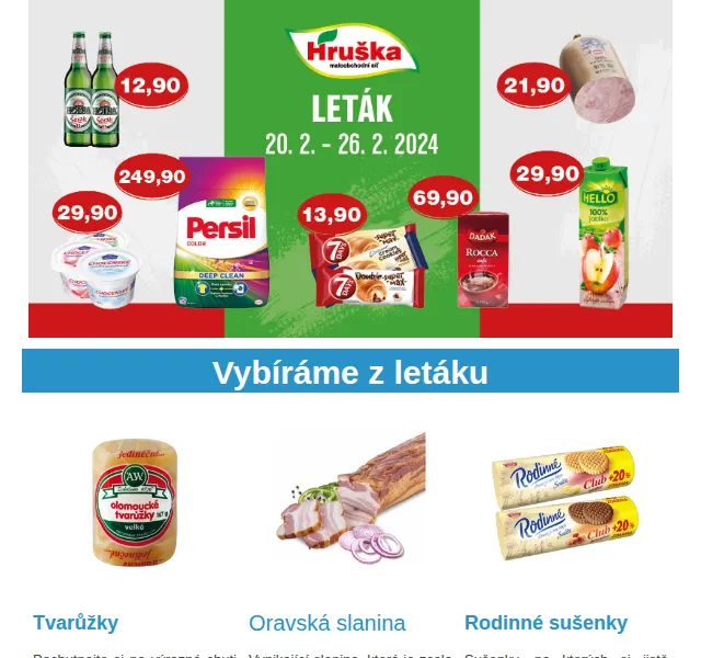 Váš HRUŠKA tým: leták s tvarůžky a slaninou – únor 2024 | Nuslet.cz