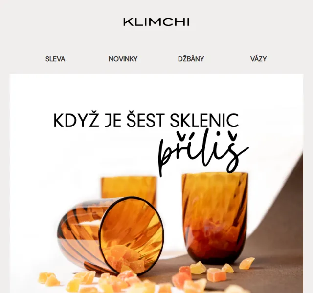 KLIMCHI: Sleva na skleničky až 500 Kč – červen 2026 | Nuslet.cz