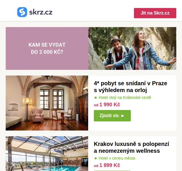 Skrz: Pobyty pro 2 do 2 000 Kč – červen 2026 | Nuslet.cz