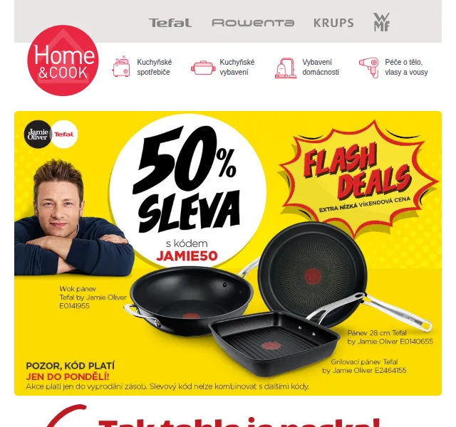 Home & Cook: Pánve Tefal Jamie Oliver sleva 50 % – červen 2026 | Nuslet.cz