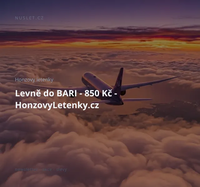 Honzovy letenky: Levně do Bari – 850 Kč | Květen 2026