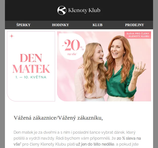 20% sleva na šperky ke Dni matek - Klenoty Aurum