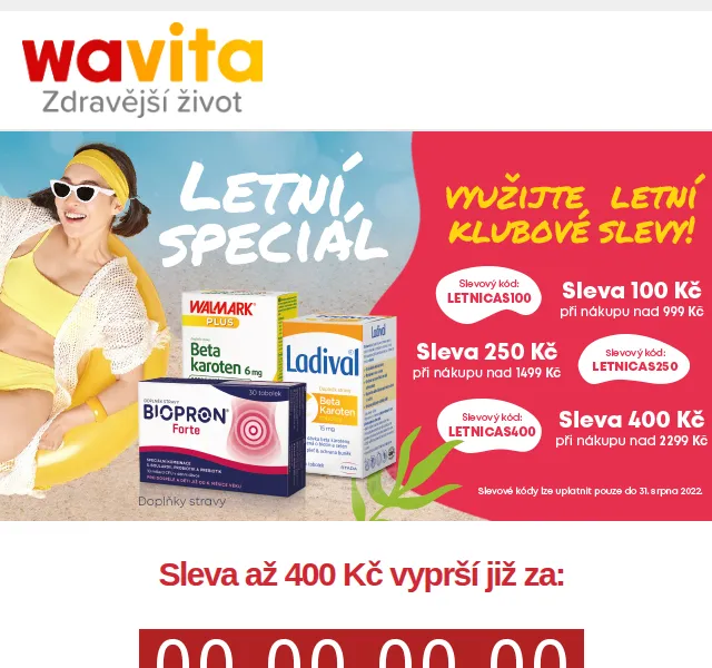 Wavita: Sleva až 400 Kč na doplňky stravy – srpen 2022 | Nuslet.cz