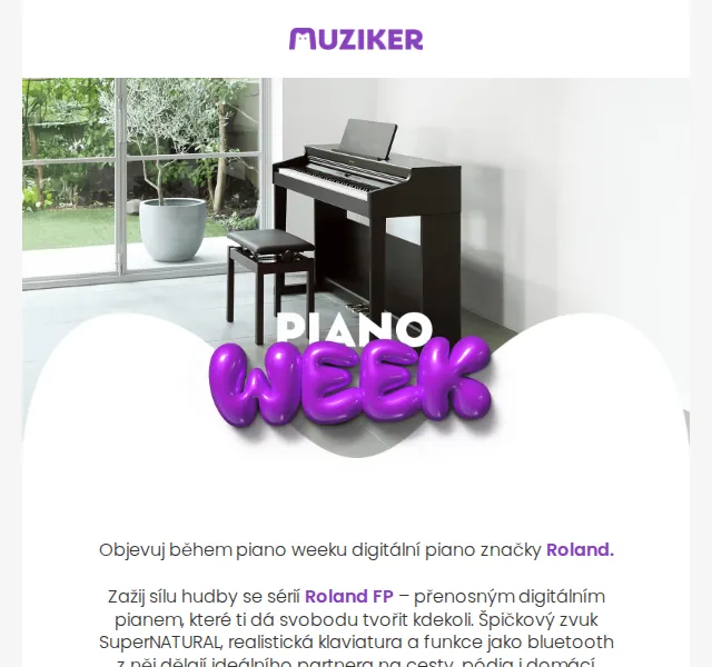 Muziker: Digitální piana Roland až 31 490 Kč – červen 2026 | Nuslet.cz