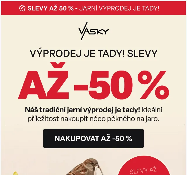 Vasky: Slevy až 50 % na boty – duben 2026 | Nuslet.cz