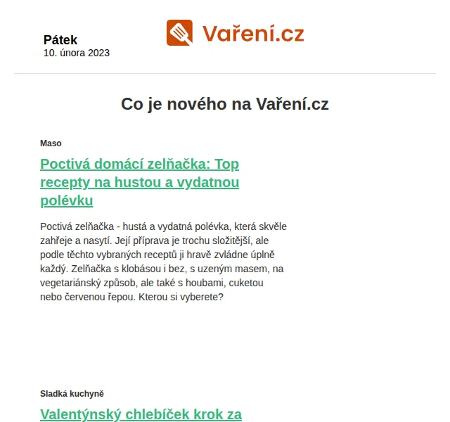 Vaření.cz: Nové recepty na zelňačku a valentýnský dort – únor 2023 | Nuslet.cz