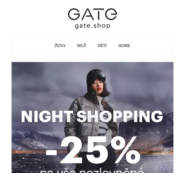 gate.shop: Night shopping sleva 25 % na vše – červen 2026 | Nuslet.cz