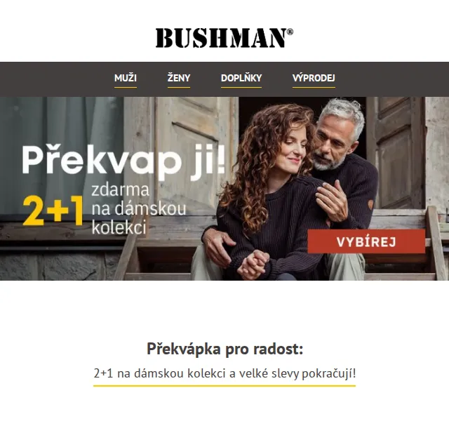 BUSHMAN: 2+1 na dámskou kolekci a slevy až 50 % – červenec 2026 | Nuslet.cz
