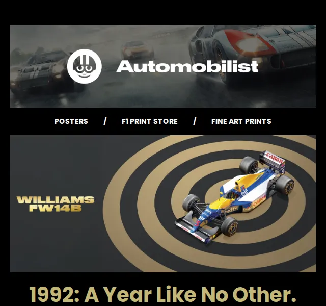 Automobilist: limitovaný plakát Williams FW14B – červen 2026 | Nuslet.cz