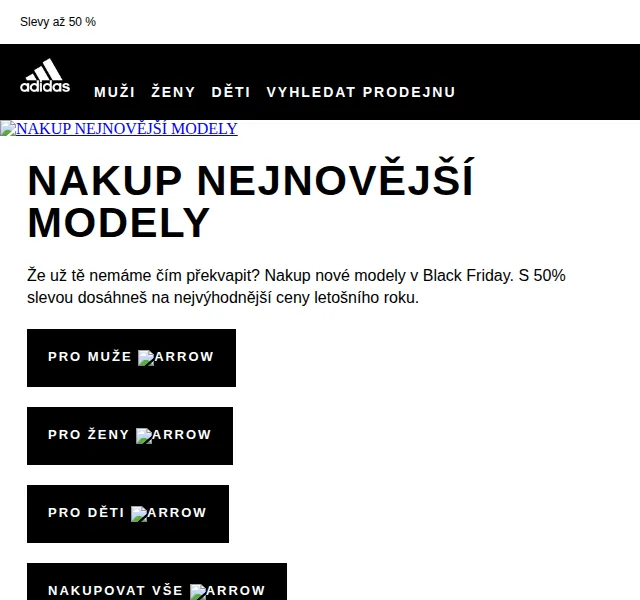 Adidas: Black Friday slevy až 50 % na nové modely – červen 2026 | Nuslet.cz