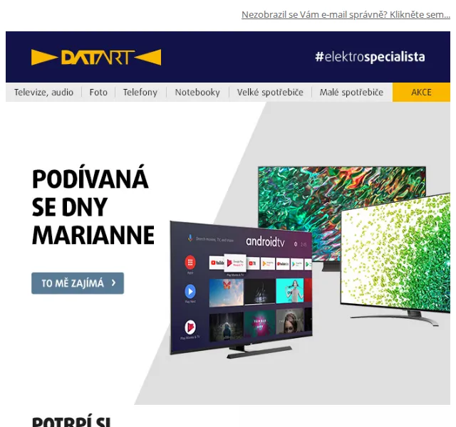 DATART: Sleva 20 % na vybrané TV – září 2022 | Nuslet.cz