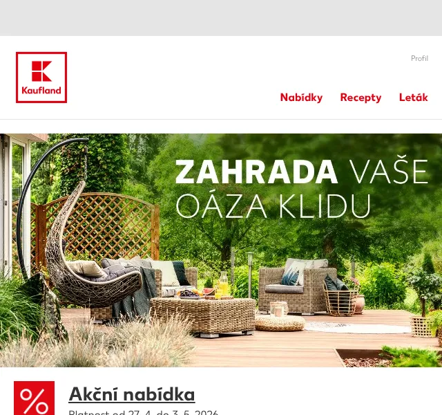 Kaufland: Zahradní nábytek a vybavení od 249,90 Kč – duben 2026