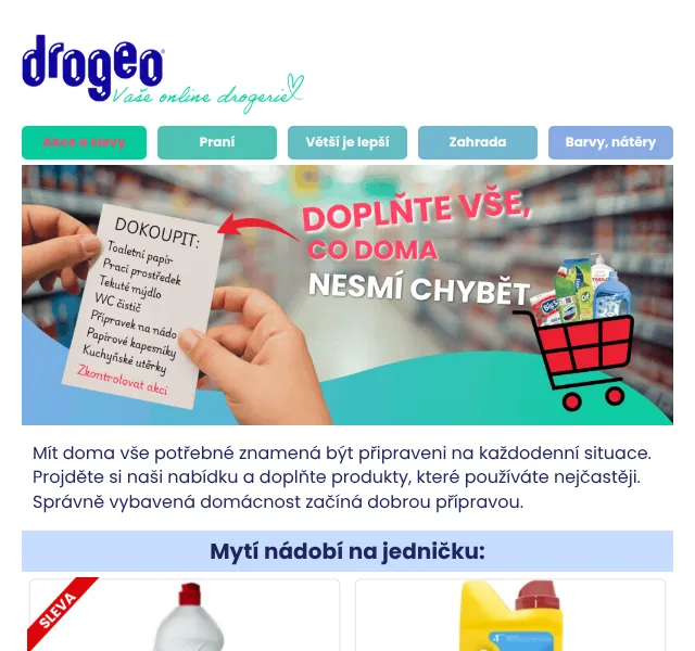 Drogeo: Doplňte domácnost – mytí, čištění, úklid | Červenec 2026