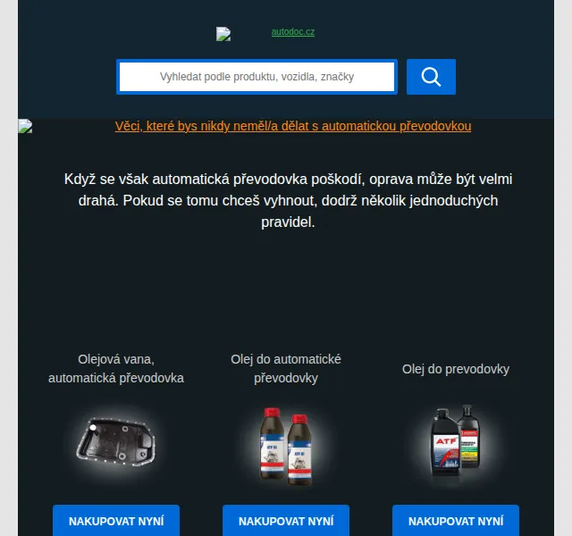 Autodoc.cz: Automatická převodovka – oleje a díly za skvělé ceny – červen 2026 | Nuslet.cz