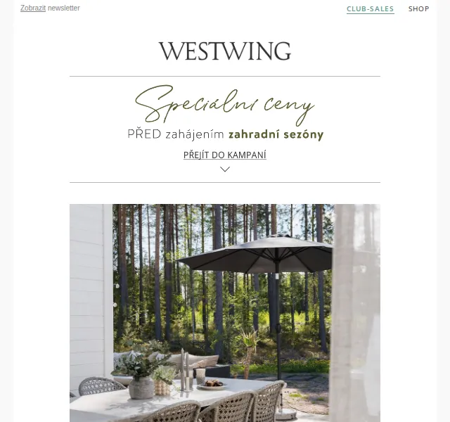 Westwing: Zahradní výprodej až -80 % – červen 2026 | Nuslet.cz