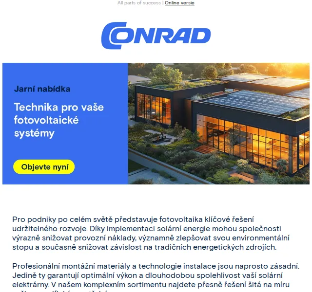 Conrad Electronic: solární panely a slevy až 30 % – červenec 2026 | Nuslet.cz