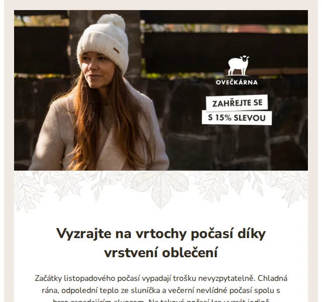 Ovečkárna: 15% sleva na vlněné oblečení + doplňky – červen 2026 | Nuslet.cz