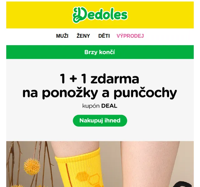 Dedoles: 1+1 zdarma na ponožky a punčochy – červenec 2026 | Nuslet.cz
