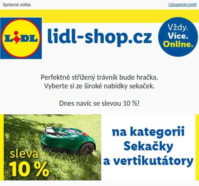 Lidl: Sleva 10 % na sekačky a vertikutátory – červenec 2026 | Nuslet.cz
