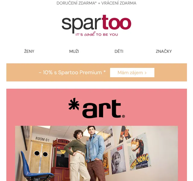 Spartoo.cz: Doručení zdarma Art, Vans, Asics, Puma – duben 2026