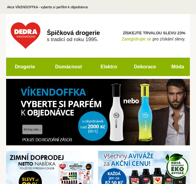 Novinky DEDRA INNOVATIONS: Parfém k objednávce a sleva 23 % – červen 2026 | Nuslet.cz