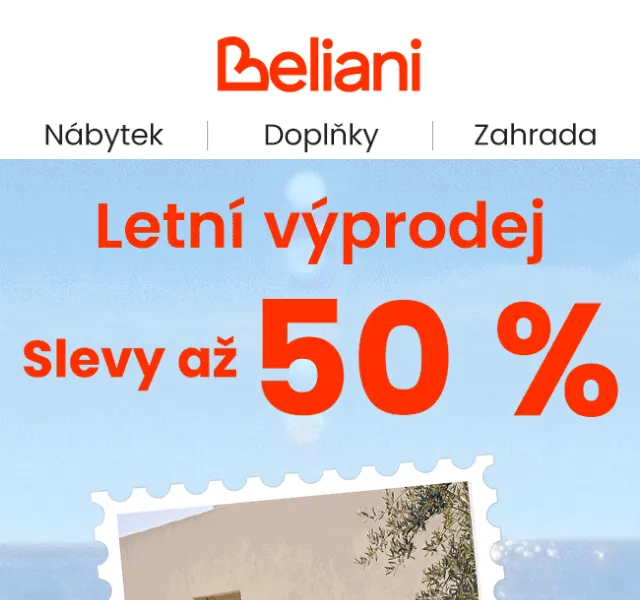 Beliani.cz: až 50 % slevy na nábytek – srpen 2026