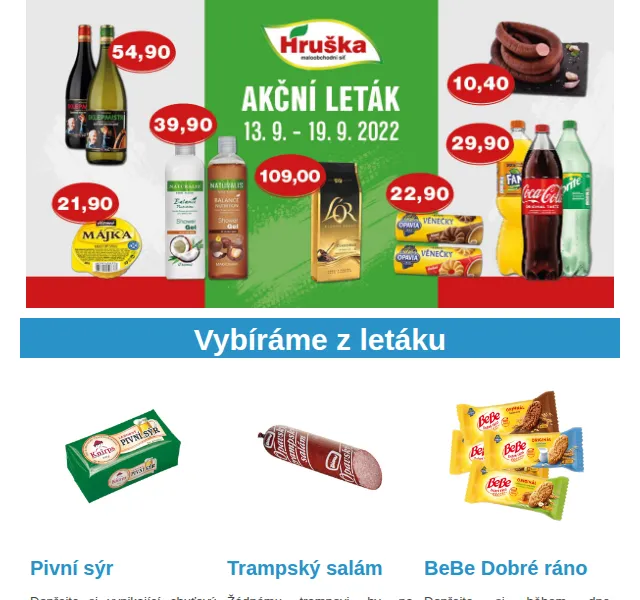 Váš HRUŠKA tým: leták s pivním sýrem a Birellem – červen 2026 | Nuslet.cz
