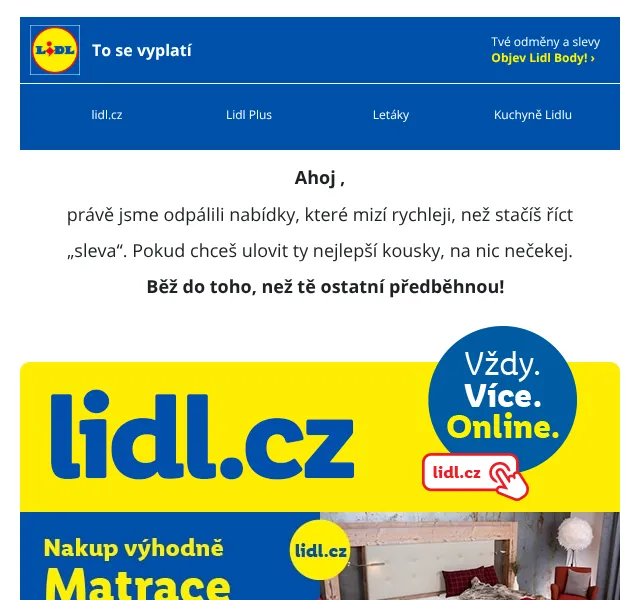 Lidl: Matrace se slevou 30 % + jarní výprodej – duben 2026