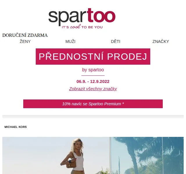 Spartoo.cz: Slevy až -50% na Michael Kors, Unisa a Catimini – září 2026 | Nuslet.cz