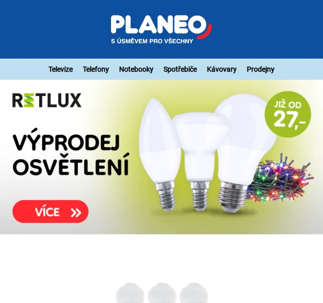 Planeo: Výprodej LED žárovek a vánočních dekorací RETLUX – červen 2026 | Nuslet.cz