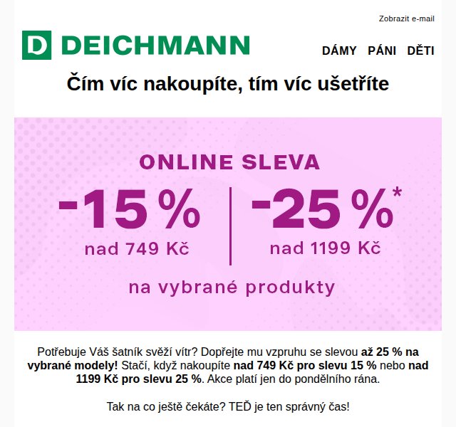Deichmann: sleva až 25 % na obuv – duben 2026 | Nuslet.cz
