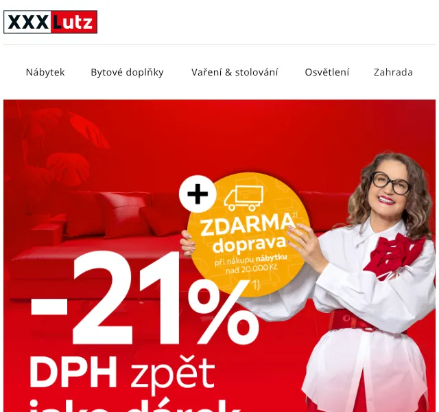 XXXLutz: Nábytek se slevou 21 % + doprava zdarma – červenec 2026