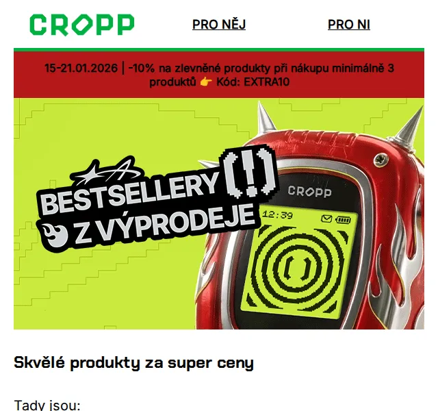 Cropp: Hity výprodeje -10% | Duben 2026 | Nuslet.cz