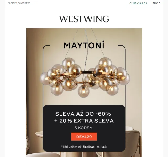 Westwing: Maytoni svítidla s kódem -20 % – červenec 2026 | Nuslet.cz