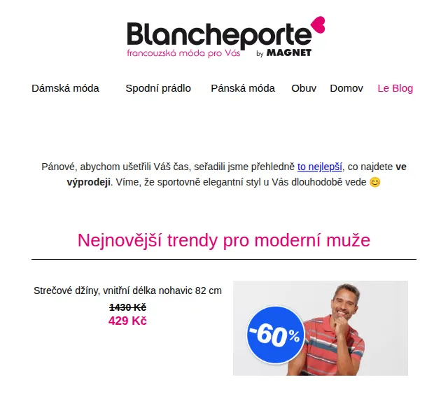 Blancheporte: Až -70 % na pánskou módu – červen 2026 | Nuslet.cz