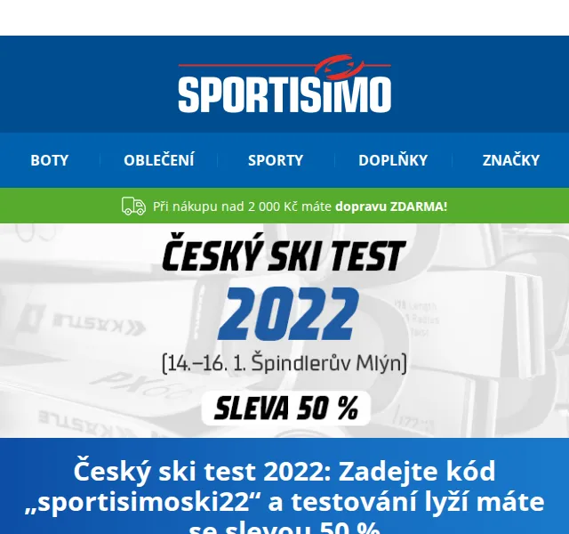Sportisimo: Sleva 50 % na půjčení lyží ve Špindlu – leden 2026 | Nuslet.cz