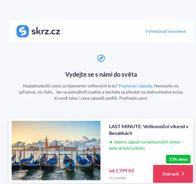 Vánoce na Skrz: Last minute Benátky již od 1 199 Kč – červen 2026 | Nuslet.cz