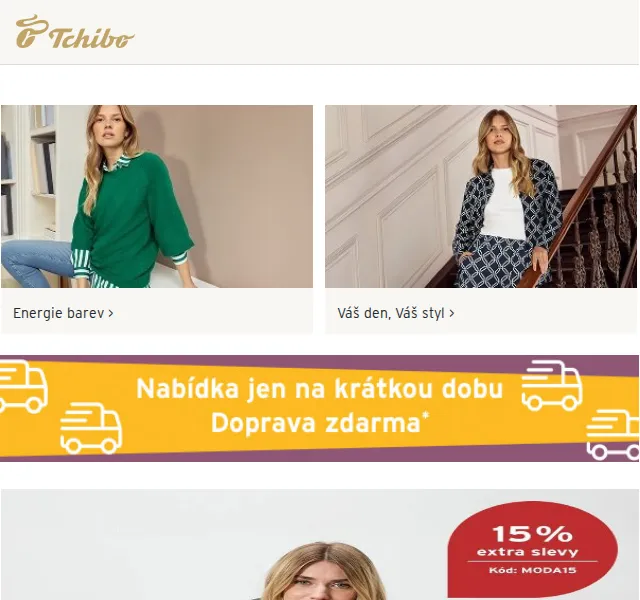 Tchibo: 15 % sleva na dámské oblečení – duben 2026