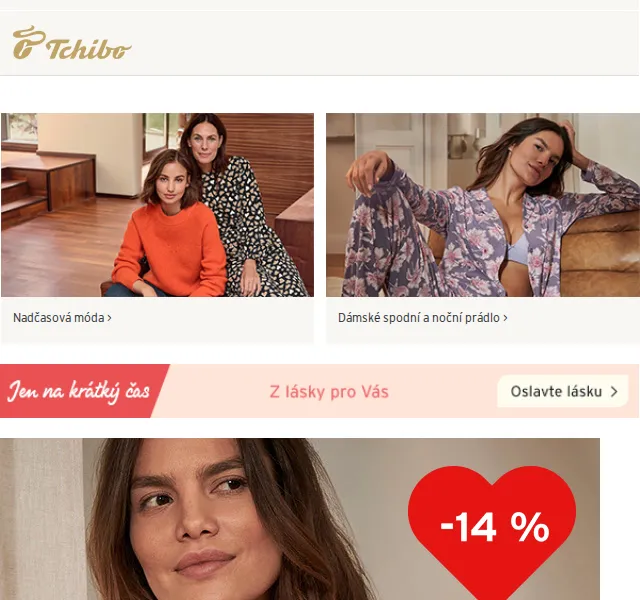 Tchibo: Valentýnská sleva 14 % na oblečení a doplňky – únor 2024