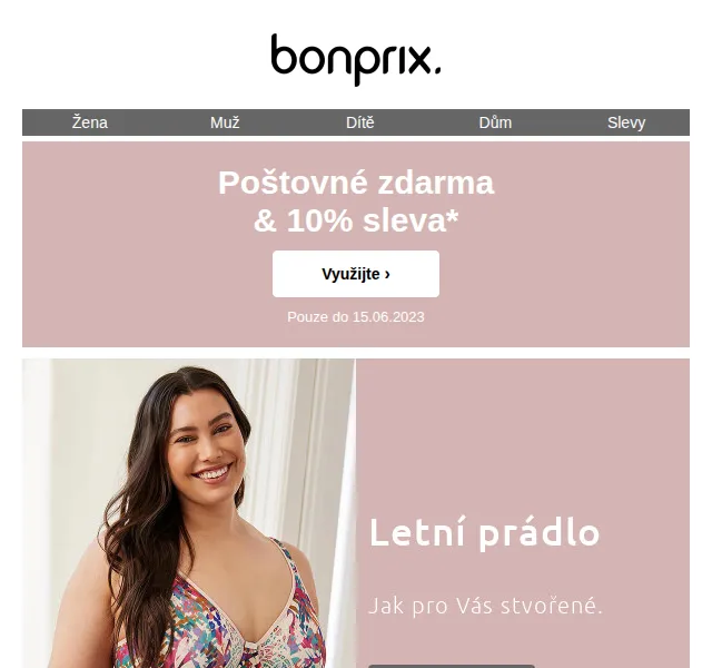 bonprix: 10% sleva + poštovné zdarma na módu A-H – červen 2026 | Nuslet.cz