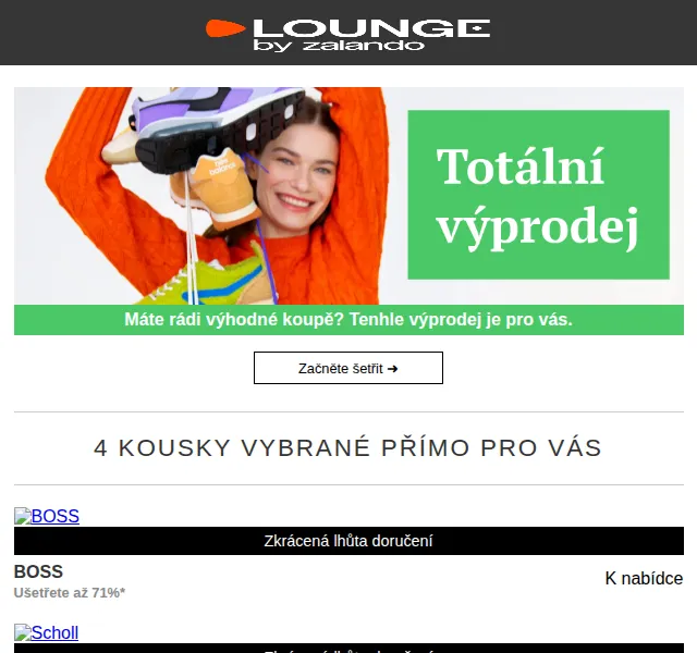 Lounge by Zalando: BOSS, Scholl & adidas – sleva až 75 % – červen 2026 | Nuslet.cz