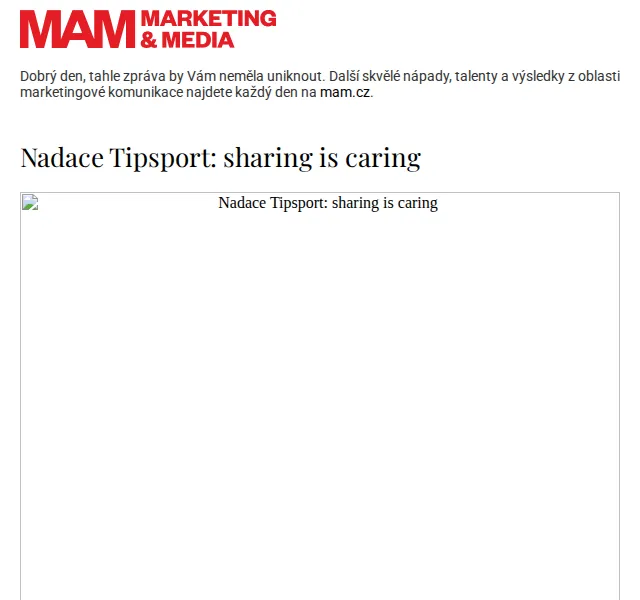 Marketing & Media: Nadace Tipsport ekologická mobilita – červen 2026 | Nuslet.cz
