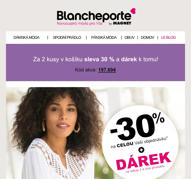 Blancheporte: –30 % na bílou módu – červenec 2026 | Nuslet.cz