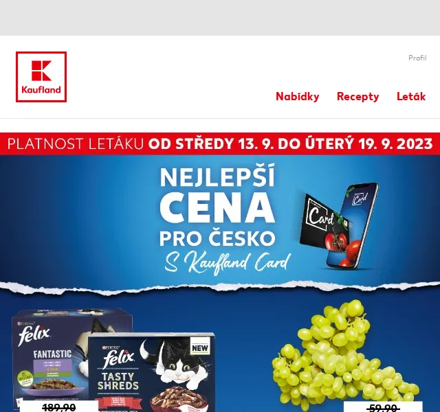 Kaufland: Kostelecké párky -32 %, Kit Kat -15 % – září 2026 | Nuslet.cz